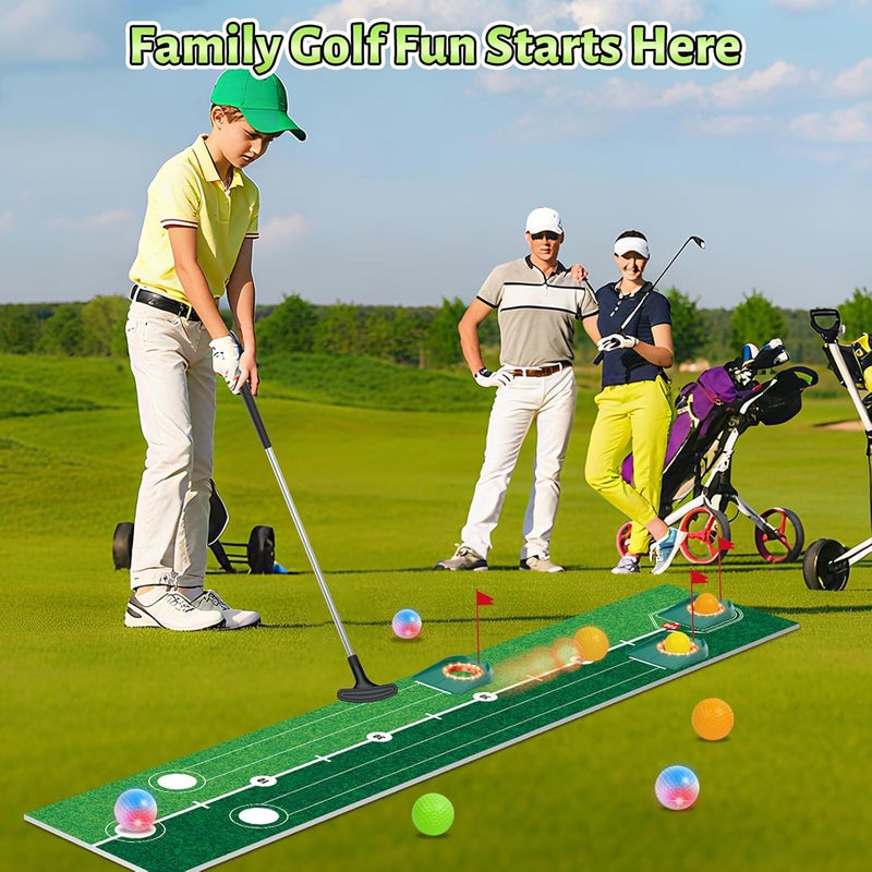 VATOS Golf Putting Set for Kids - Light up Golf Game Toys with Putting Mat, Putter, 3 Holes & 6 Balls (3 Glow), Indoor Outdoor Yard Golfs Game Sports Toys, Birthday Gifts for Boys Girls Kids 3-8 - Image 4